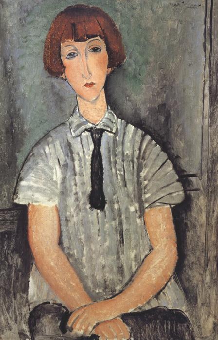 Amedeo Modigliani Young Woman in a Striped Blouse (mk39) oil painting image